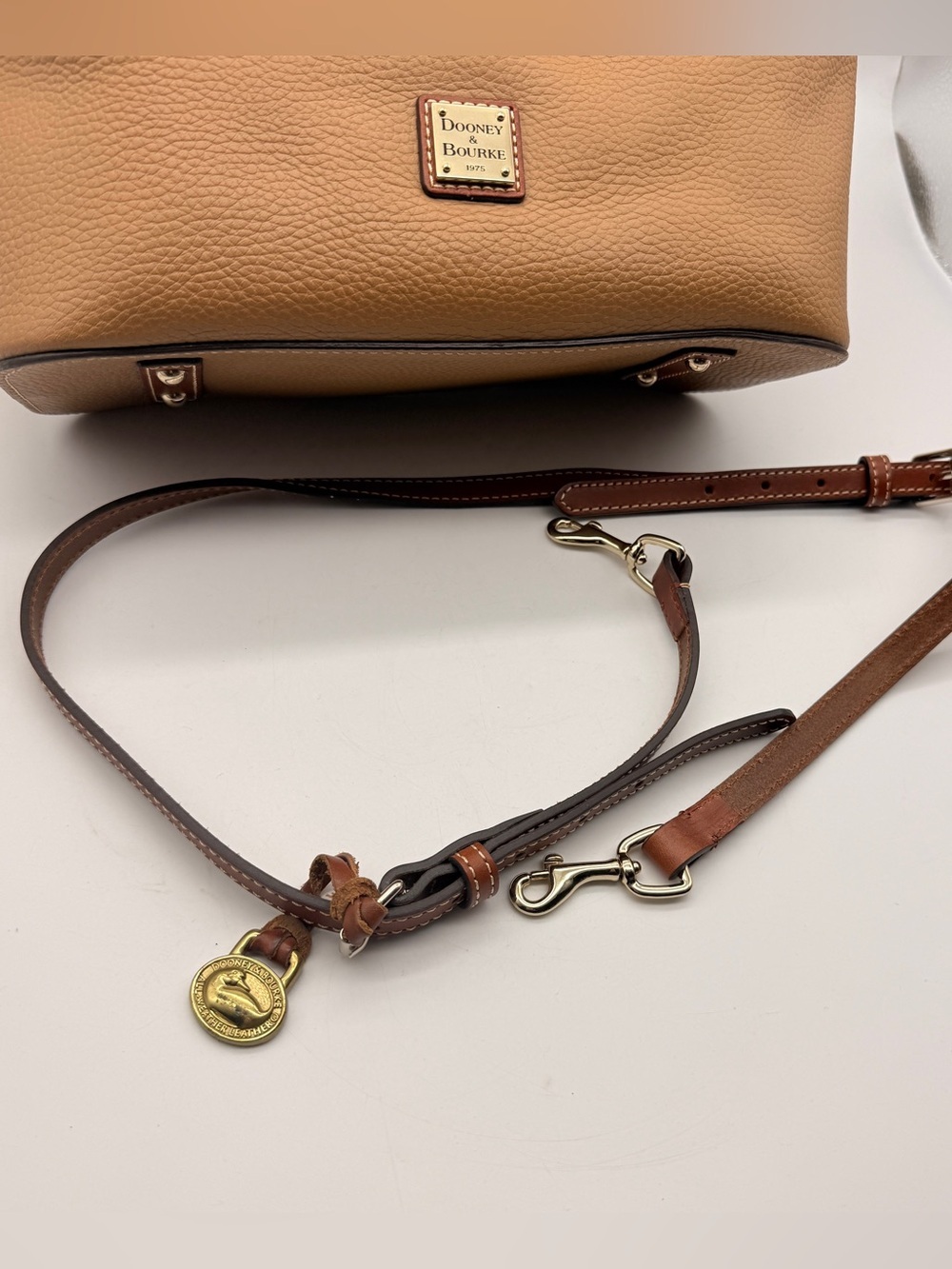 Dooney & Bourke Pebble Leather Brielle Satchel Tote Bag Caramel Brown NWOT - Picture 6 of 15